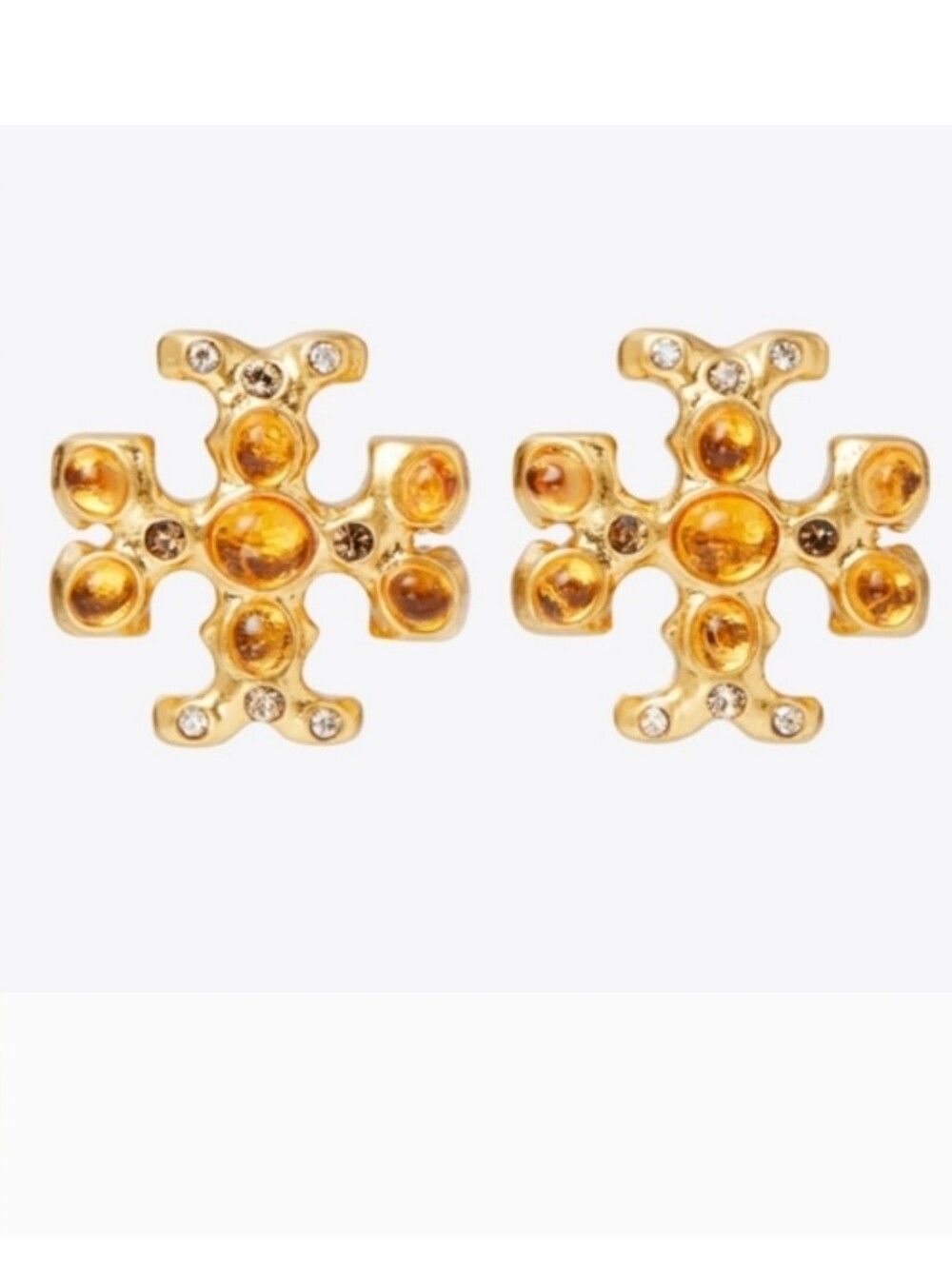 Tory Burch ROXANNE JEWELED Gold Floral Cluster Stud Earrings